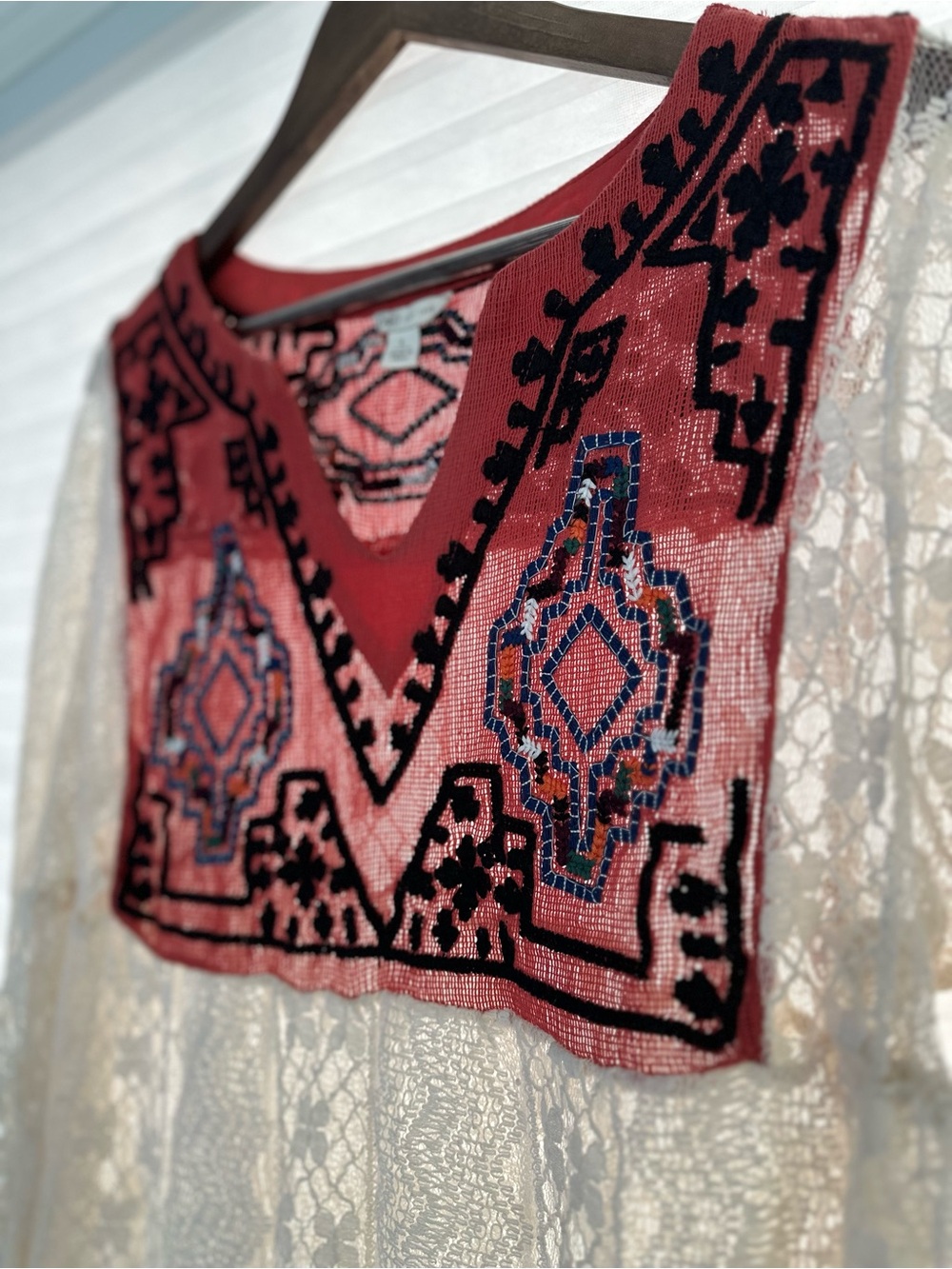 Cato Boho Lace Tunic Blouse Free People Casablanca Inspired Size Large - Picture 6 of 9